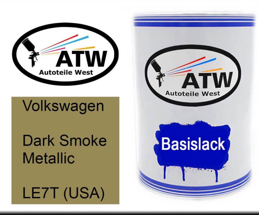 Volkswagen, Dark Smoke Metallic, LE7T (USA): 500ml Lackdose, von ATW Autoteile West.